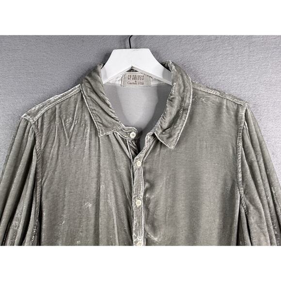 CP Shades + Garnet Hill Romy Velvet Silk Button Down Shirt Sz L Holiday USA $378 - Picture 2 of 11